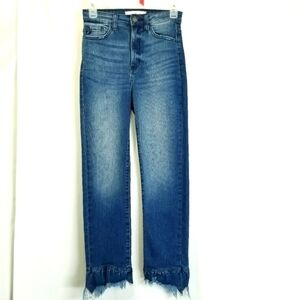 Kancun denim Jean's raw edge ruffle hem size 1 24‎ distressed EUC